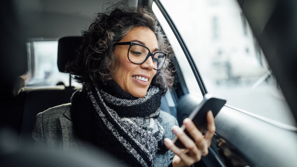 business lady with smartphone