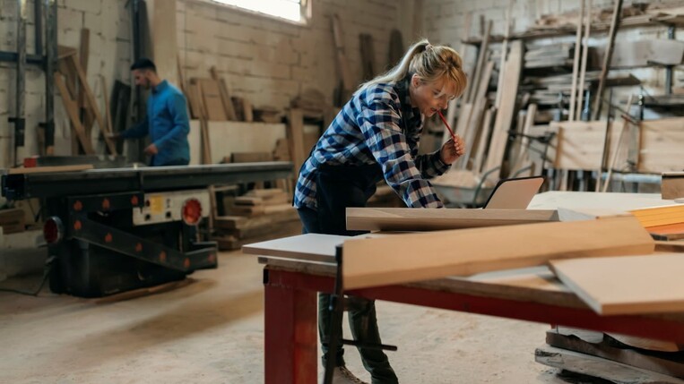 Colleagues in a workshop 