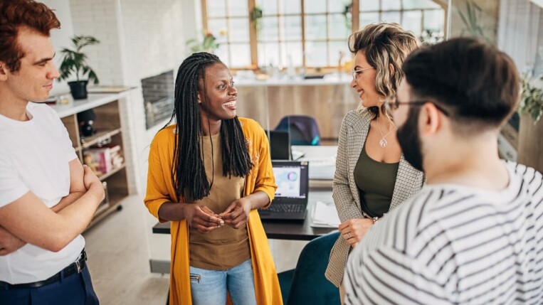  business team working together in modern office