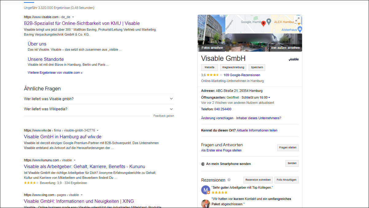 Visable Gmbh bei Google My Business