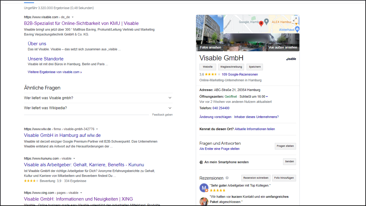 Visable Gmbh at Google My Business