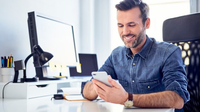 Employee working on mobile phone