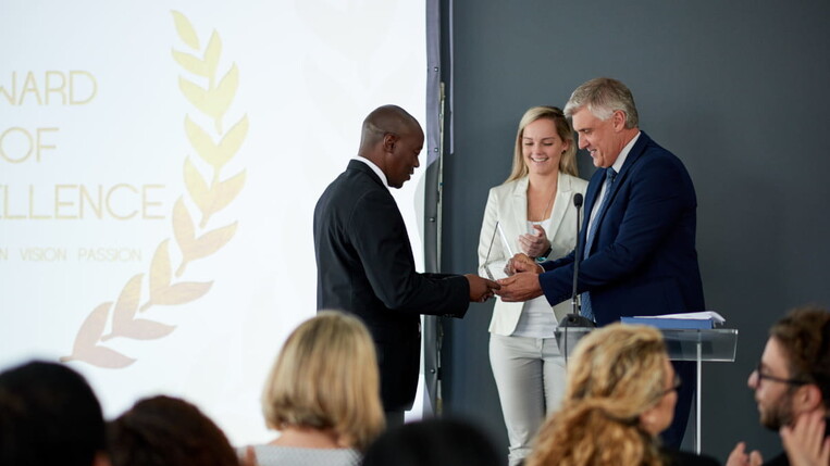 people at an award ceremony