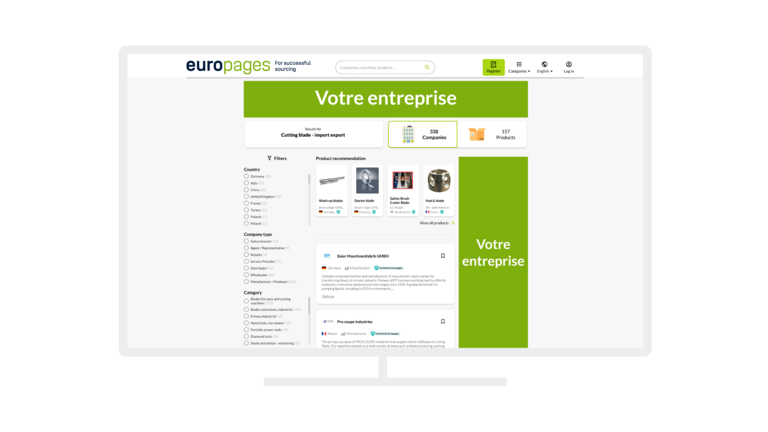 écran avec affichage d'annonces sur EUROPAGES